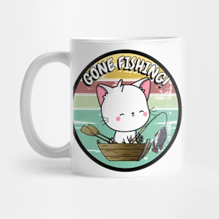 Cute white cat has gone fishing Mug